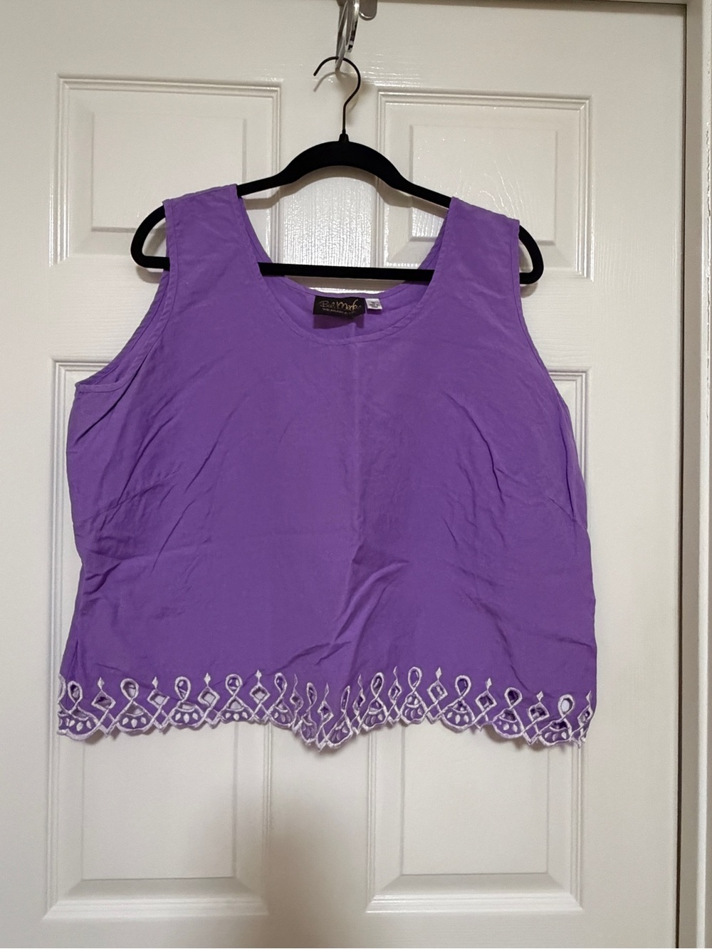 Bob Mackie Wearable Art Purple Linen Blend Embroidered Tank Top 1X
